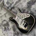 Custom Black Electric Guitar With Metal Pickguard Floyd Rose Bridge Chrome