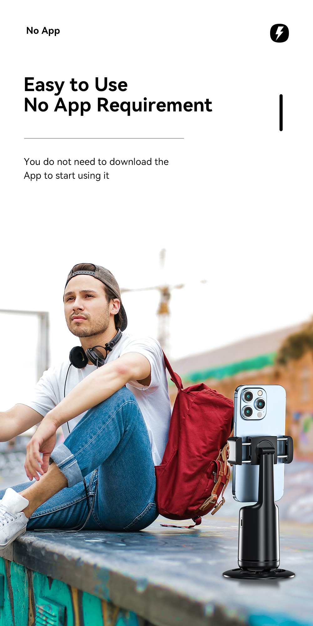 1200mah Battery Car Phone Holders With 360 Face Tracking Gimbal AI Smart Core Recognition Control