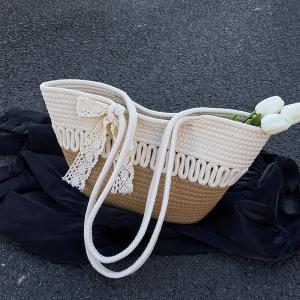 Wholesale Large-Capacity Beach Bag Fashion All-Match Commuter Tote Bag Niche Weaving Portable Foreign Style Shoulder Bag from china suppliers