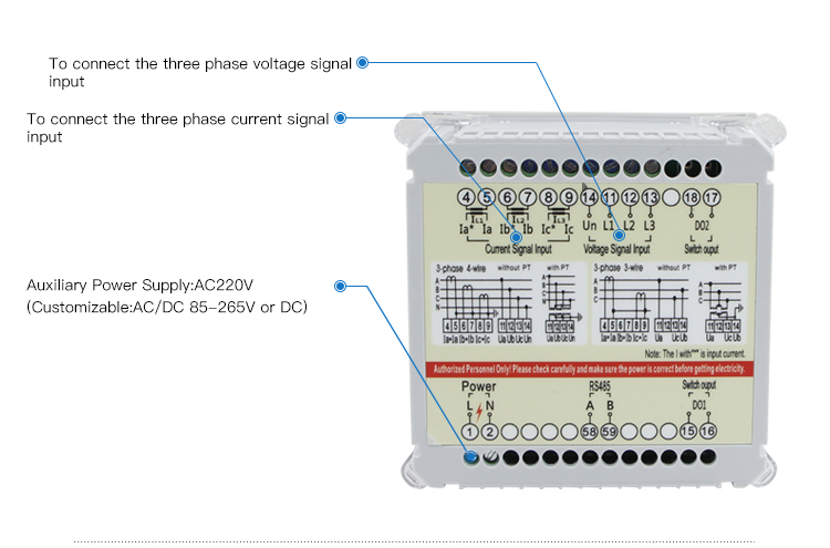 Slim model Three phase multi amp volt Hz digital multi panel Meter 010v meter