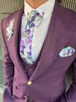 Purple 3 Piece Tuxedo Suit For Men 49% Viscon 49% Polyamide 2% Elestan