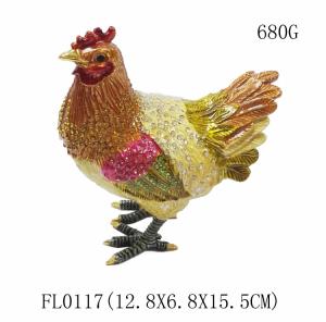 Wholesale Pewter alloy animal box metal jewelry boxes hen enameled trinket boxes from china suppliers