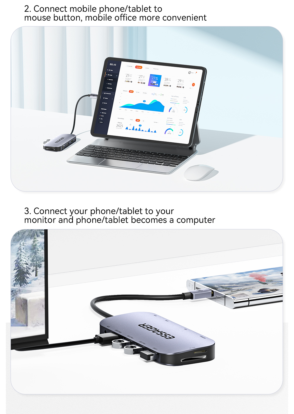 Maple Harp 11 In 1 Usb C Hub PD 100W Fast Charging 5Gbps 32GB SD Card 10 Ports