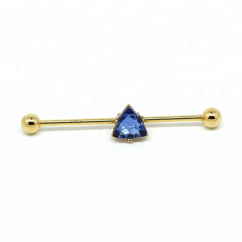 Custom made industrial barbell gold plated jewelry set of industrial piercing
