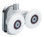 Double 5-6mm Thick White Wheels Plastic Sliding Door Rollers OEM For Shower Room