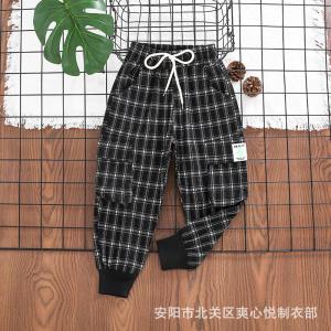 Wholesale ODM Black And White Grid Girls Full Length Pants from china suppliers