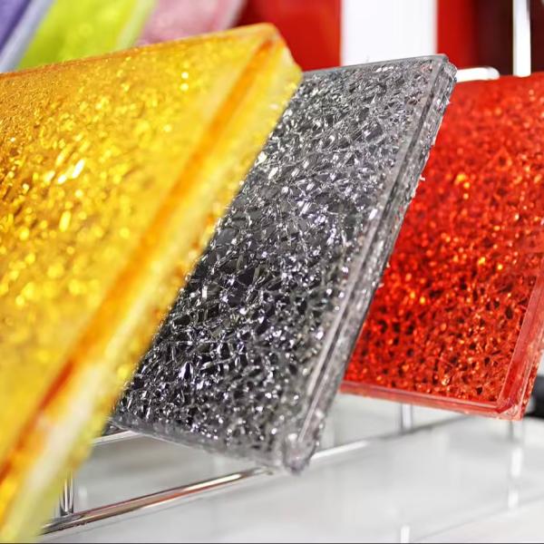 Flat Colored Bespoke Decorative Tempered Ice Cracked Laminated Glass for Modern