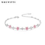 0.16oz 0.19m Sterling Silver Jewelry Bracelets S925 Zircon Cherry Blossom