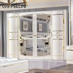 White Home Wooden Leather Queen Bed Set Villa Master Room Wood King Size Mdf