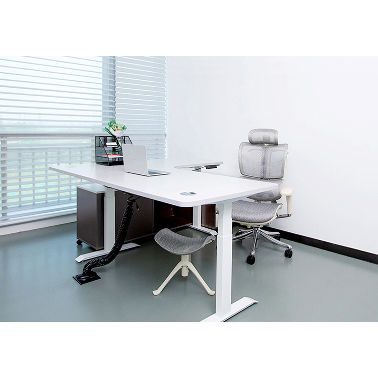 Eco-Friendly Partical Board Desktop L Shaped Electric Sit Standing Table for Students