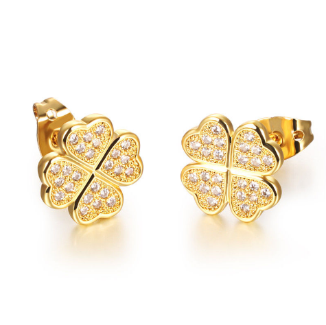 18K Gold Plated 925 Sterling Silver Pave CZ Women's Huggie Earrings CLASSIC Style