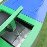 Brushed Three Compartment 60L Public Recycling Bin