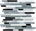 Bliss Iceland Linear Glass And Marble Mosaic Tile , Recycled Bathroom Glass
