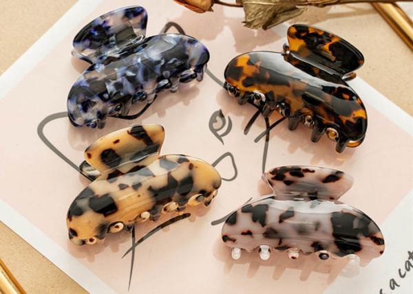 Acetate leopard print medium size clip women's hair catch cross border spring