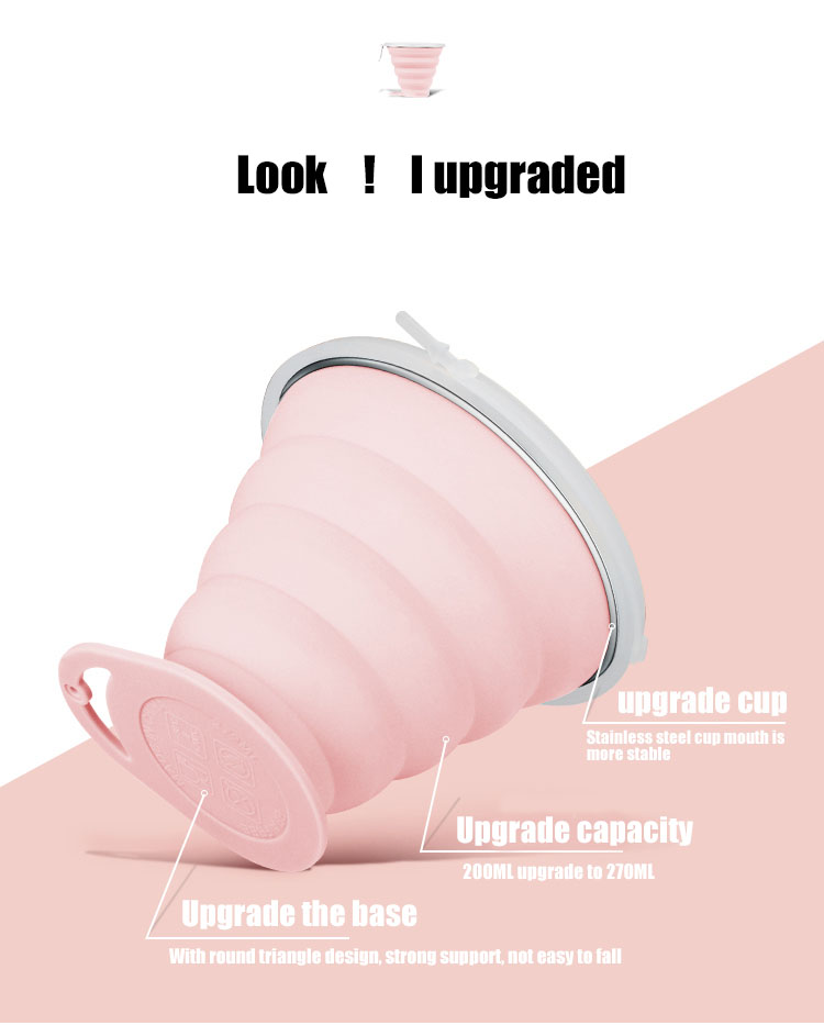 270ml Portable Collapsible Silicone Coffee Mug With Lid