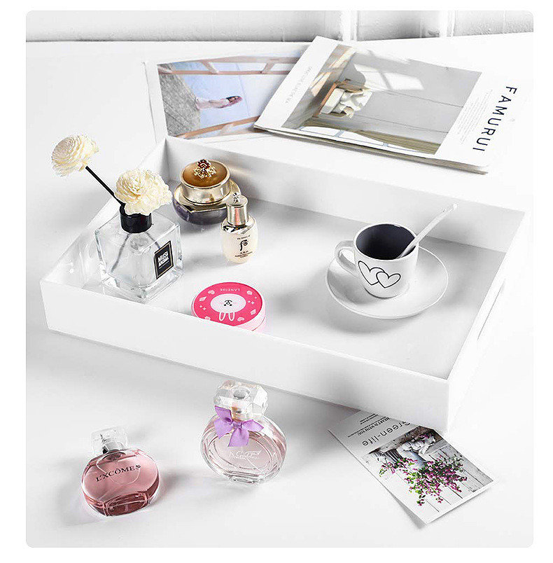 OEM ODM Clear Acrylic Serving Tray With Handles Stacking Design Customized