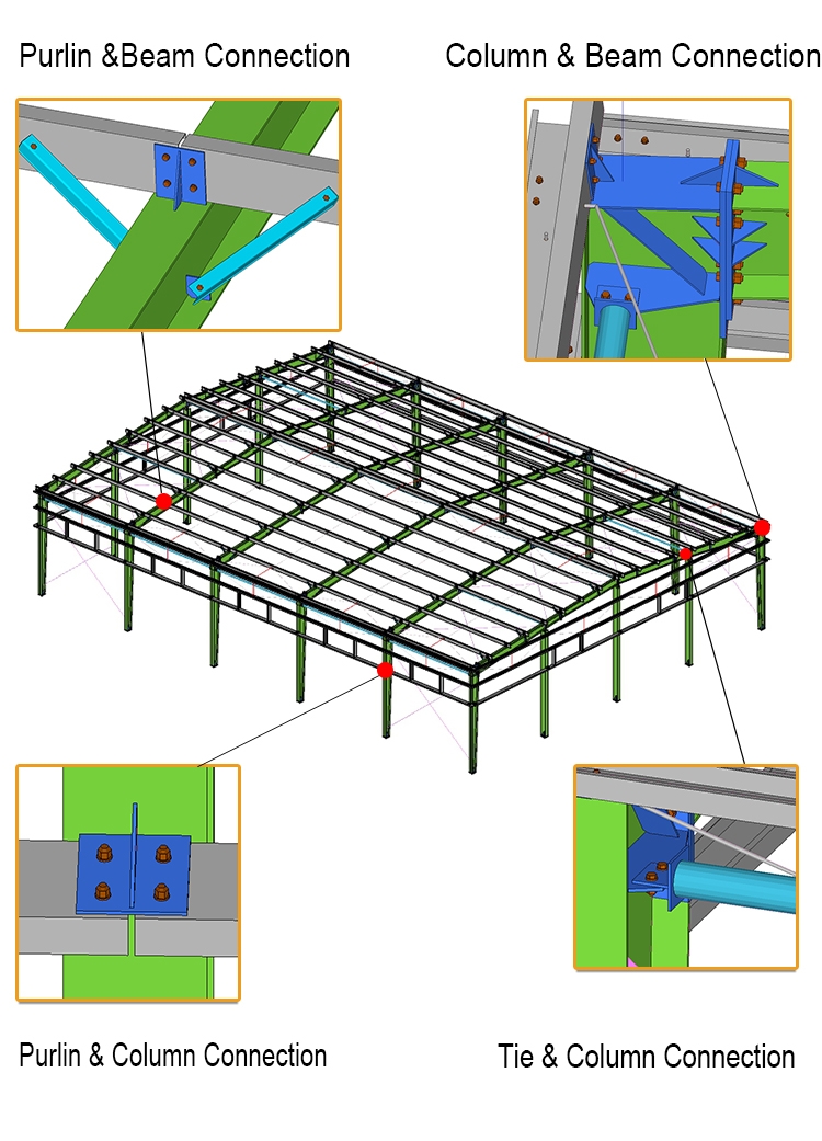 light steel structure awning aircraft hangar tent use Q355 or Q235 steel material