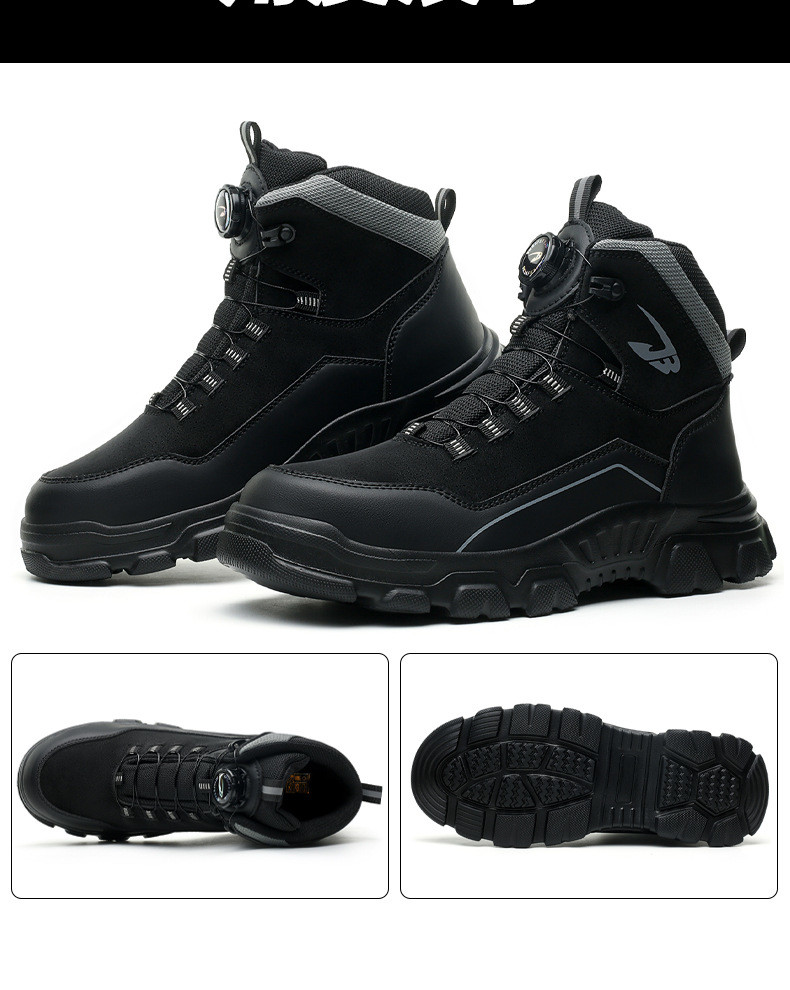 Microfiber Leather Safety Boots Black Safety Shoes Rubber Non-slip Work Shoes Security Work Boots