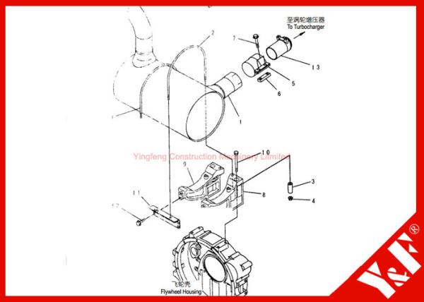 Komatsu Excavator Parts Pc200-7 6738-11-5510 Muffler 6738-11-5940 U–Bolt 6210-11