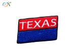 Rectangle Shape Embroidered Letter Patch Blue And Red Colors TEXAS Word