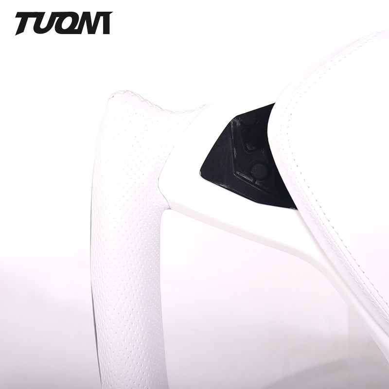 White Leather Tesla Carbon Fiber Steering Wheel Model X Model S