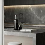 Custom Modern Gold PET Island Kitchen Cabinet High Quality Complete Modular