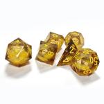 Yellow Flow Sand Resin Polyhedral Dice Handcraft 7PCS