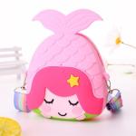 Mermaid Kids Crossbody Bag Coin Purse Silicone Shoulder Bag Handbag With Wide