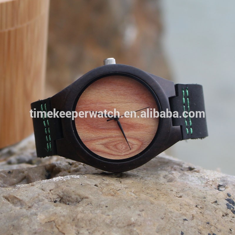 Good design black sandalwood watches with veneer face , mens wooden watch ,cheap price wood watches