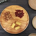5 divided bamboo round food serving tray