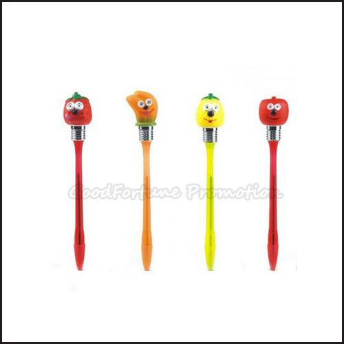 Hot Sale Cheap Promotional printed logo led light cartoon fruit ballpoint pen