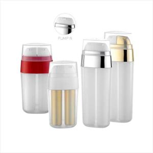 Wholesale 2 in 1 Double tube airless bottle15ml 20ml 30ml 40ml PP cosmetic bottle from china suppliers