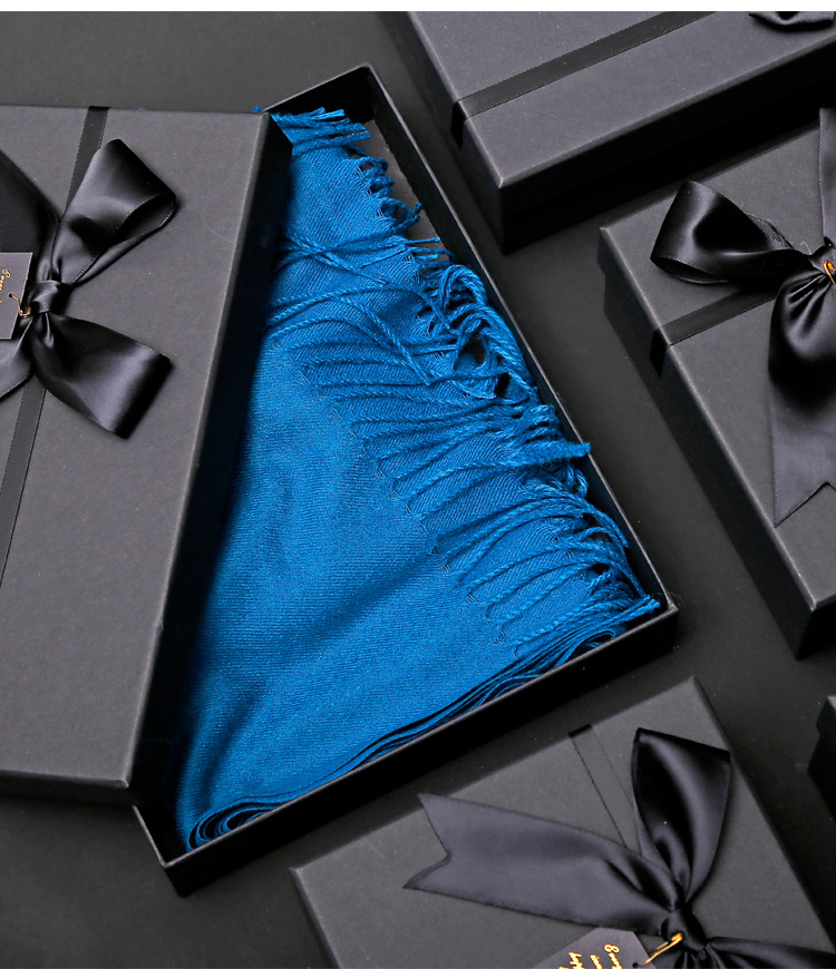 Black Cardboard Simple Design Elegant Custom Luxury Scarf Business Set Gift Box With Ribbon