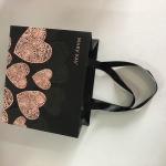custom black spot foil gift paper bag shopping bag with ribbon handle