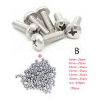 250pcs Stainless Steel M2 M3 M4 Cap Button Flat Head Screws Sets Phillips Hex