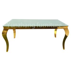 Wholesale Rectangle Shape Dining Room Stainless Steel Table With Marble Top from china suppliers