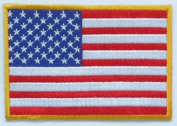 Quality Sew-on, 8CM X 6CM, 100% twill embroidered USA national flag patches, four thread colors Embroidered Flag Patches for sale