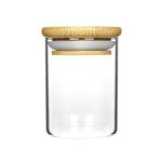 Wood Suction Lid Borosilicate Glass Jar 1-18oz Wide Mouth canabiss Flower Jar