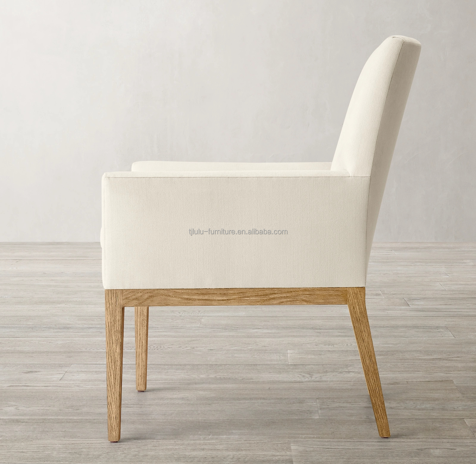 Top Quantity Wooden Armrest Fabric Upholstered Wood Dining Chair for Modern Restaurant and Hotel