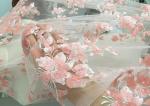 Rich Beaded Flower Net Fabric With Sequins , Bridal Lace Fabric By The Yard
