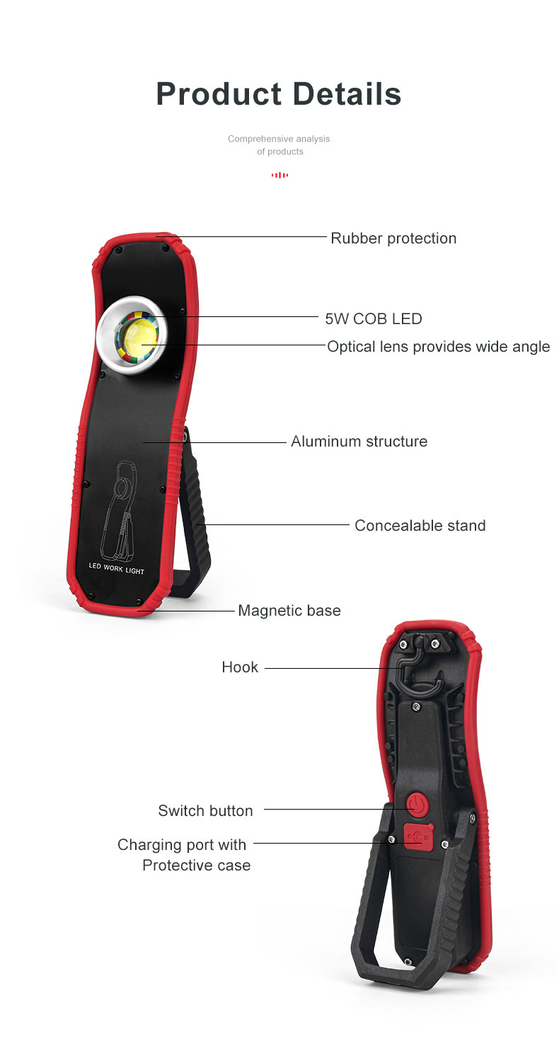 Portable 5W COB Rotation Working Lamp 600lm With Magnetic For Car Paint Inspection