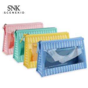 Wholesale Customized Clear Transparent PVC+Polyester Cosmetic Bag With Zipper from china suppliers