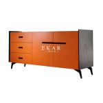 Marble Top Modern Ash Wood Sideboard Cabinet With Metal Legs