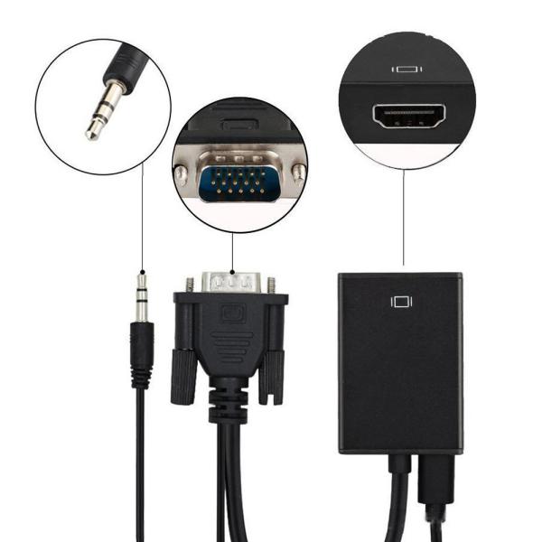3.5mm Audio Output Smart Consumer Electronics 1080P VGA Male To HDMI Female