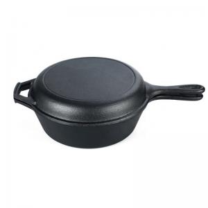 China 3.2Quart Cast Iron Skillet Pan Casserole 2 in 1 For Camping And Outdoor Cooking on sale