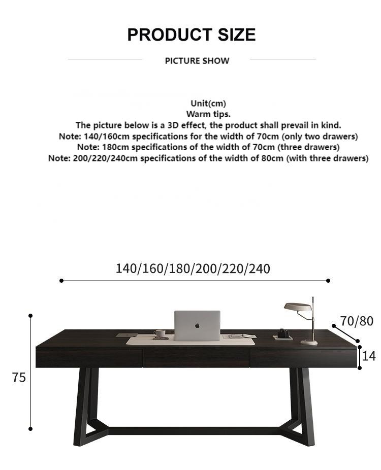 Modern Black Y Legs Solid Wood Office Desk For Star Hotel Rooms