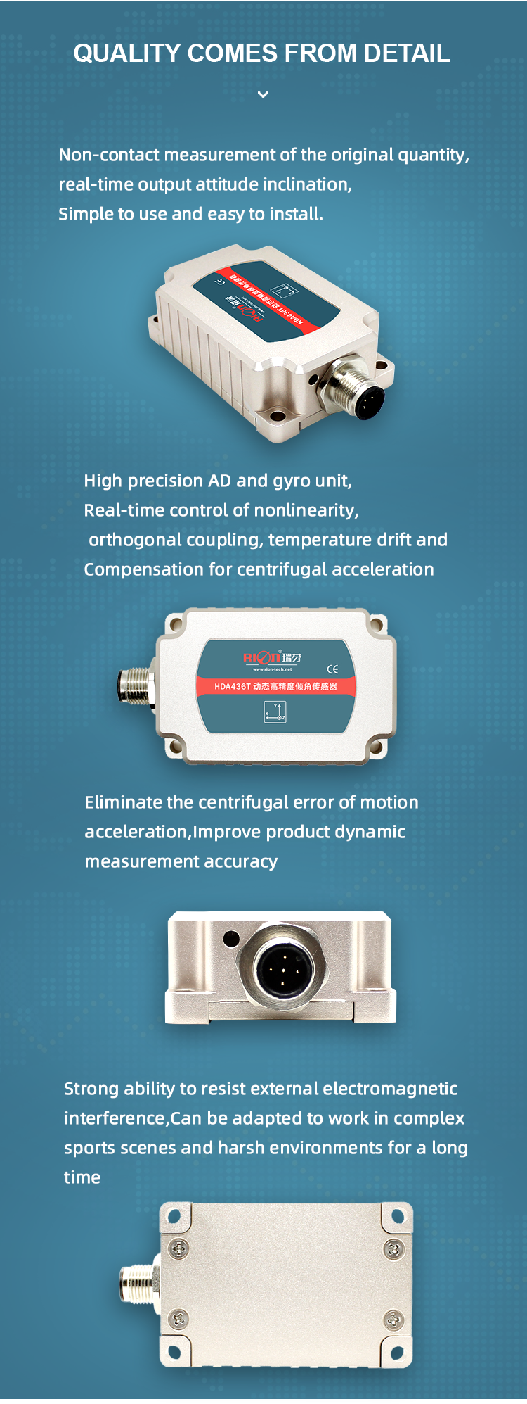 HDA436T Autopilot Vibration Angle Tilt Sensor RS232 Three Axis