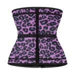 Purple Leopard Latex Zipper Waist Trainer Double Strap Plus Size Underbust