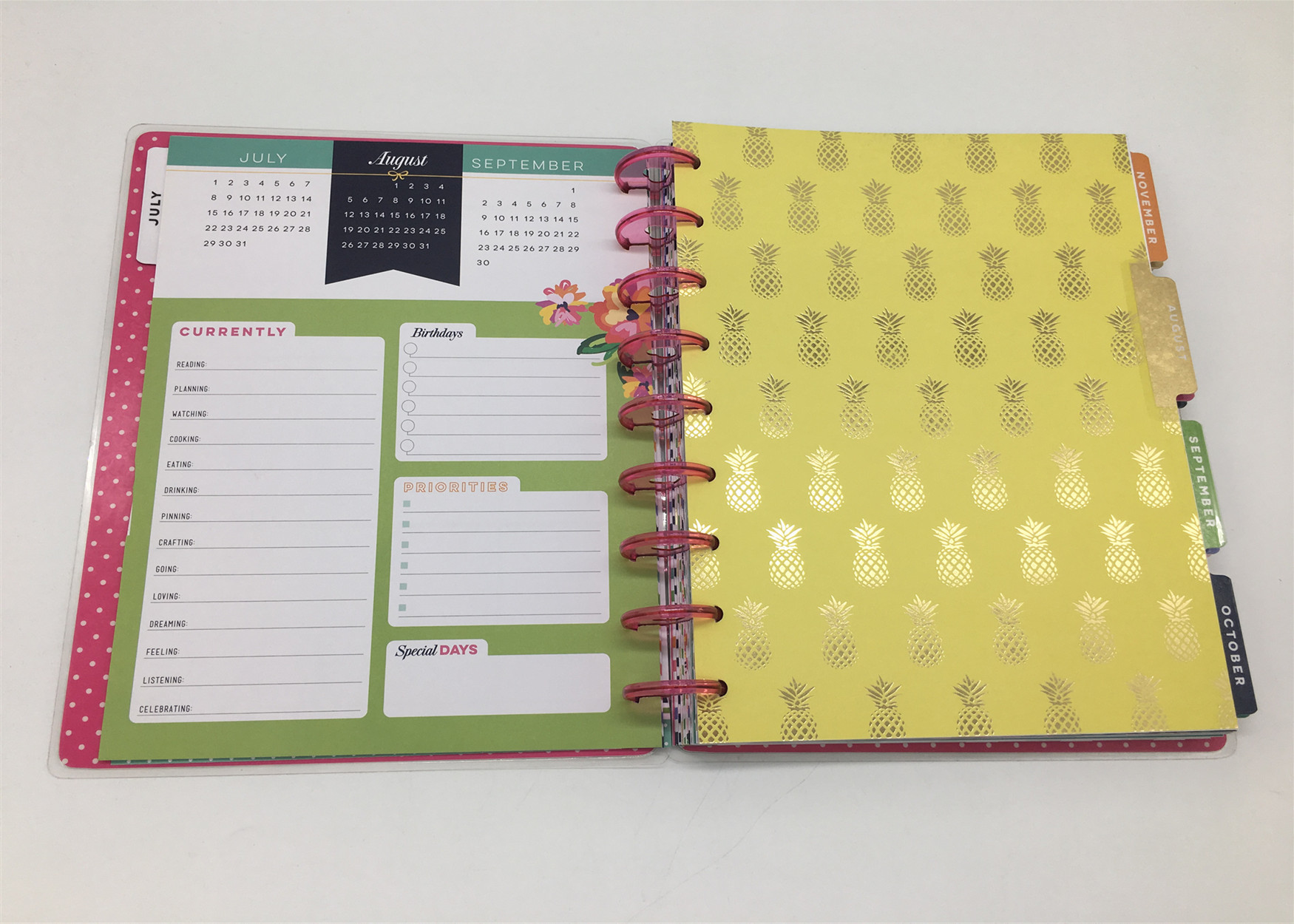 Custom Pink Spiral Daily Planner Notepad / Colorful Printing Agenda Notepad