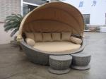 Luxury Comfortable Roofed Cane Daybed , Wicker Garden Oval Daybed